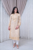 Off-White Modal with Sugar Brown Self-Woven Kurti