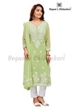 Florescent Green Georgette Kurti set with Dupatta (3pcs set)