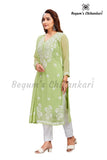 Florescent Green Georgette Kurti set with Dupatta (3pcs set)