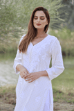 White Modal with  Self-Woven Kurti