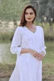 White Modal with  Self-Woven Kurti